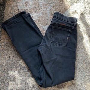 Woman’s Wrangler black Q-baby boot cut jeans